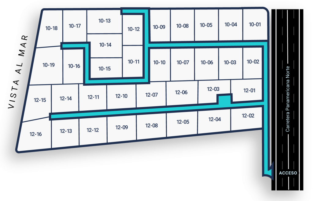 Plano de subdivisión de parcelas Marina del Arrayán, vista al mar.