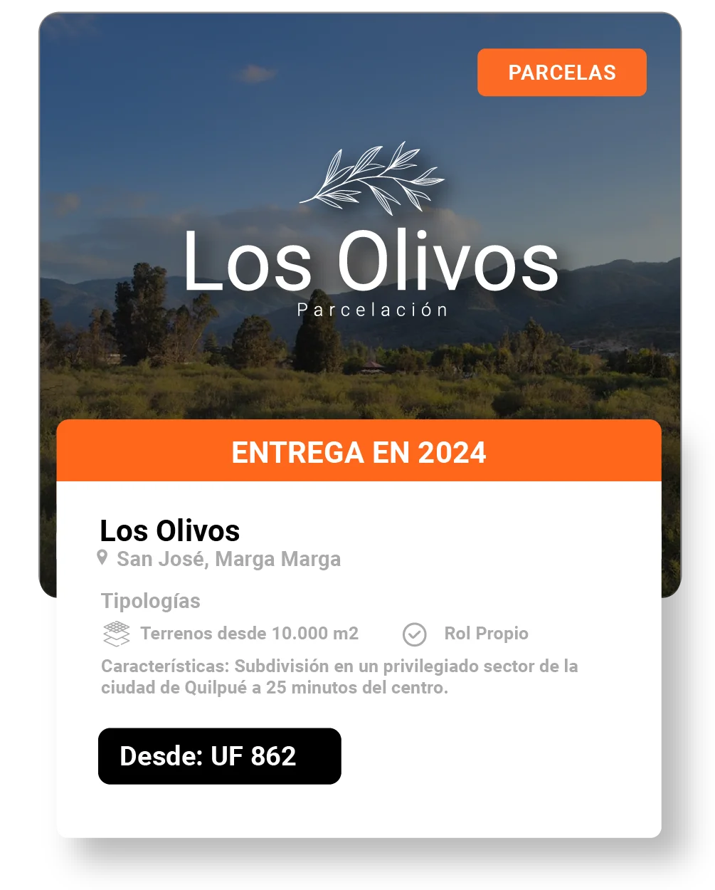 Parcelas Los Olivos en Marga Marga.